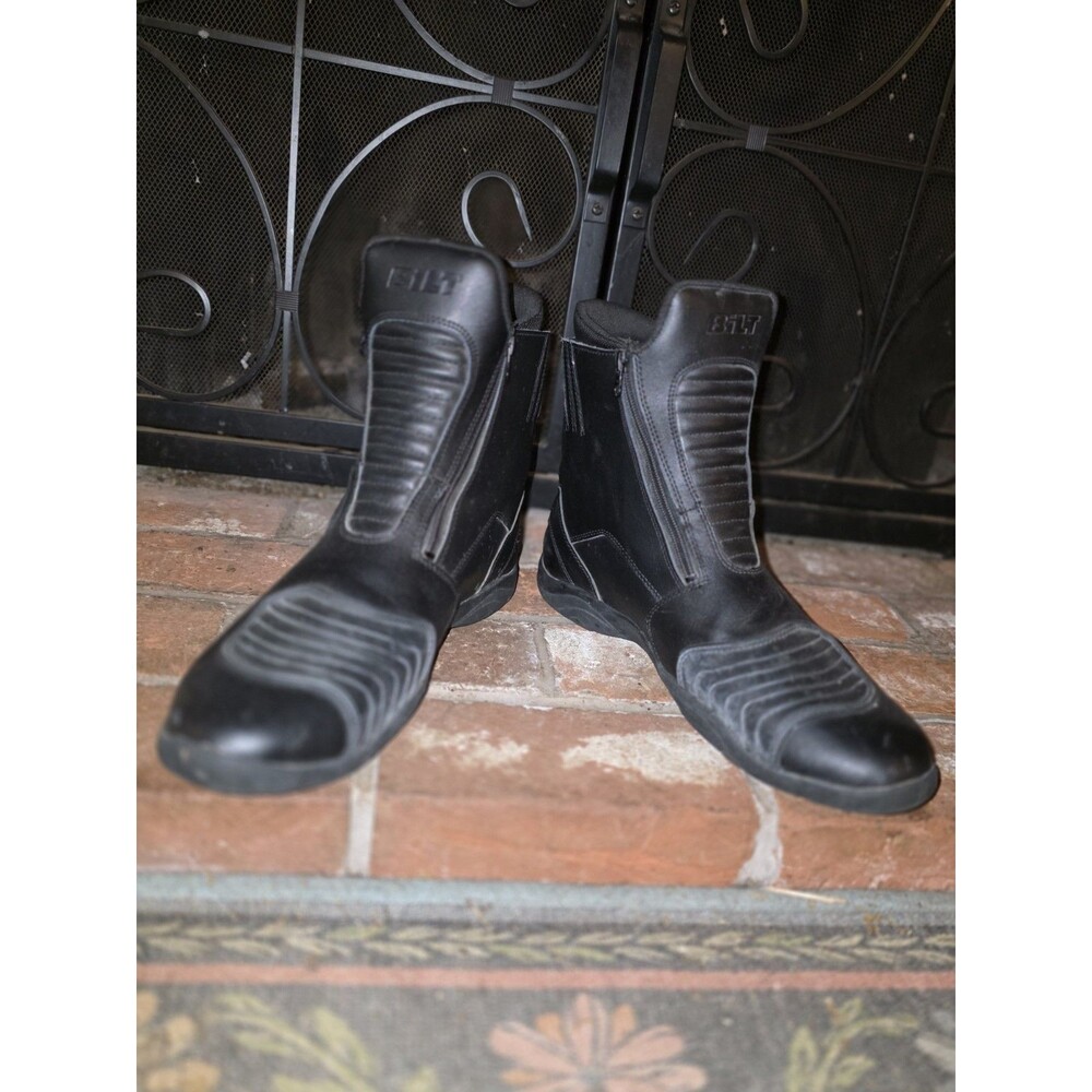 BILT Black Motorcycle Riding Boots Mens 14 Side Zip Short MotoBILT Black...